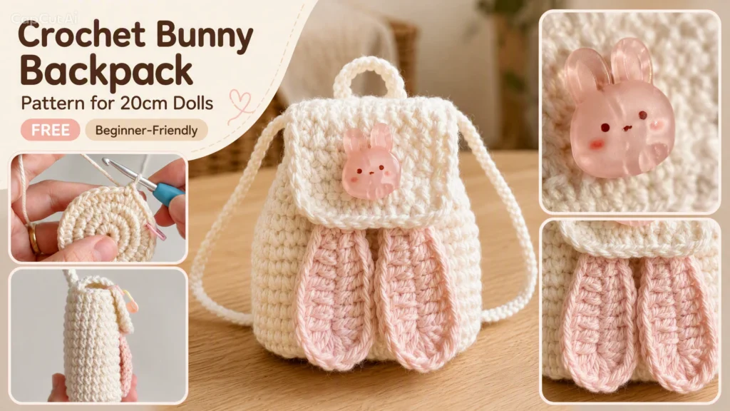 Crochet Bunny Backpack Pattern for 20cm Dolls (Free, Beginner-Friendly)