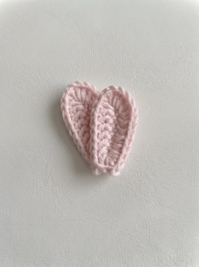 Crochet bunny backpack ear panels in white and pink