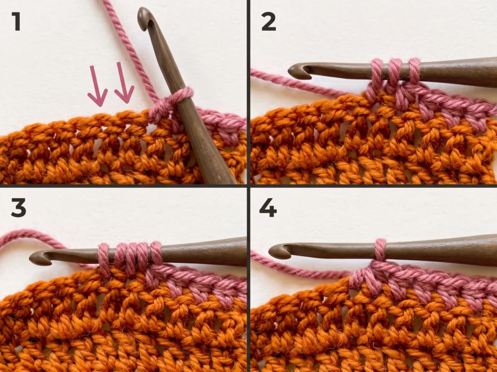 How to increase in crochet worked in the round, step by step