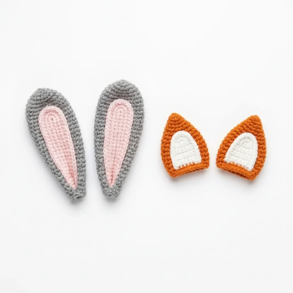 Bunny and fox ears finished for the donut keychain crochet pattern
