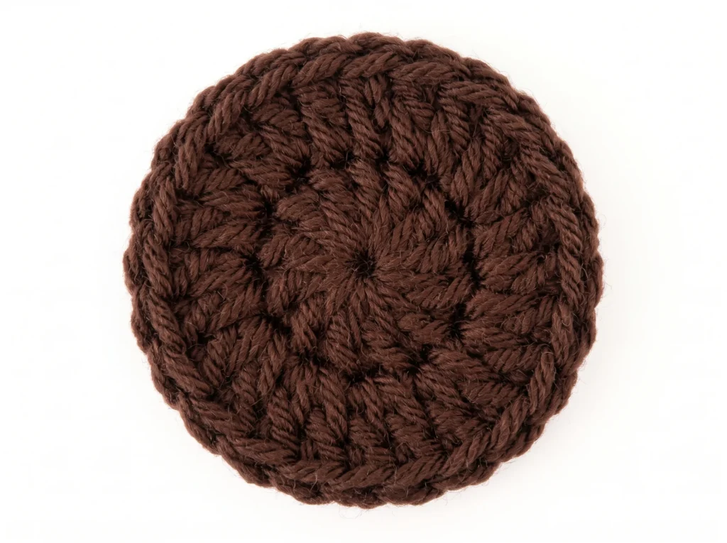 Invisible fasten off finished on a joined round with a seamless crochet edge