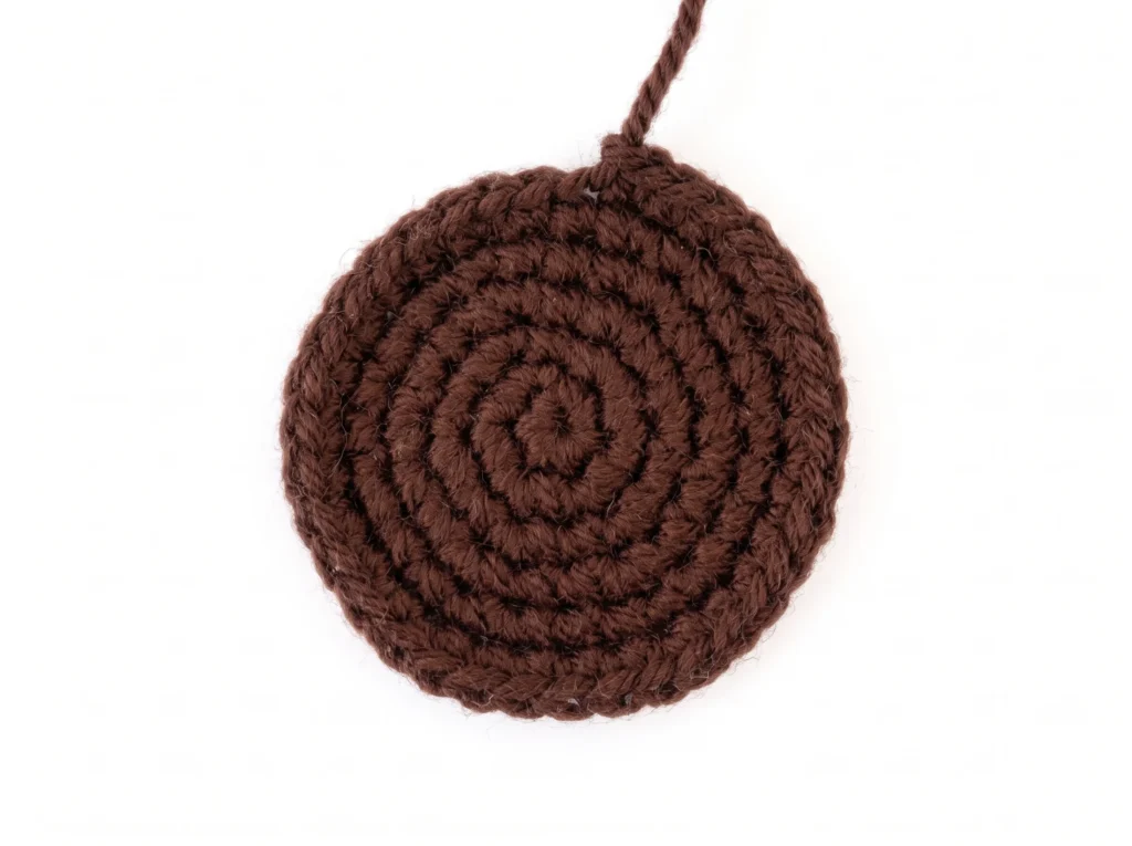 Invisible fasten off step 1 - slip stitch and cut yarn in a continuous round