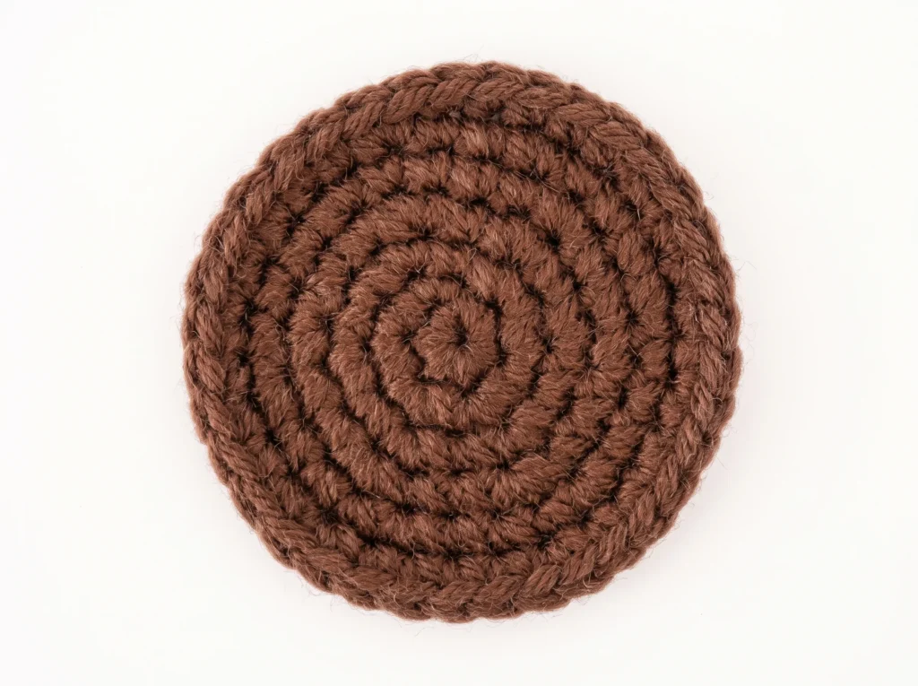 Invisible fasten off step 4 - tightening the false stitch to match the round