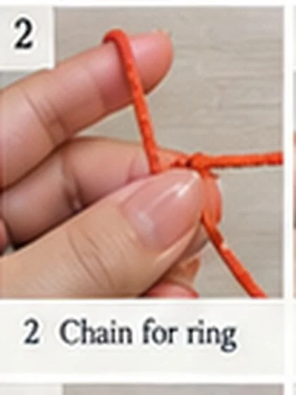 Spiral shell crochet handbag step 2: Prepare the starting loop for the magic ring.