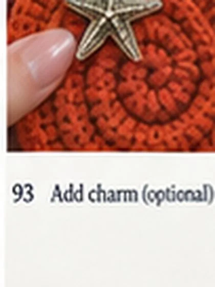 Spiral shell crochet handbag step 93: Optional: attach chain and starfish charm to structural crochet.