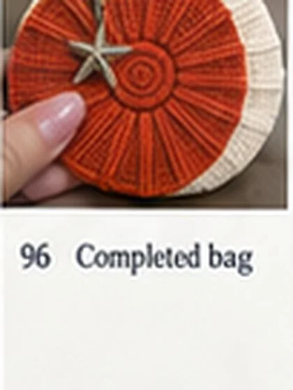 Spiral shell crochet handbag step 96: Final check: symmetry, cream-side orientation, ribs, spirals, depth and equal handles.