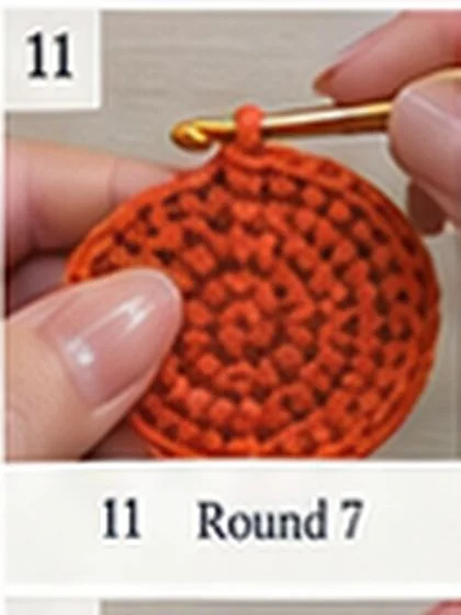 Spiral shell crochet handbag step 11: Round 7: (sc 5, inc) x 6. 42 sts.