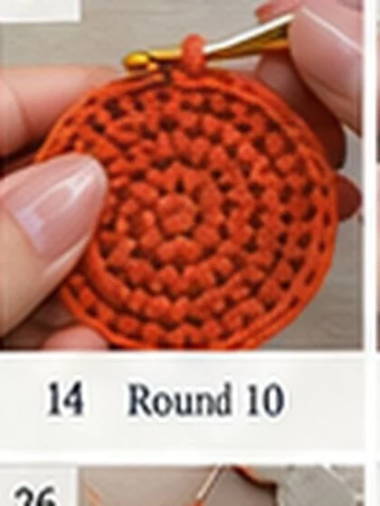 Spiral shell crochet handbag step 14: Round 10: stagger increases. 60 sts.