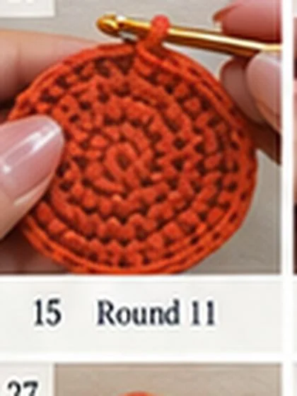 Spiral shell crochet handbag step 15: Round 11: (sc 9, inc) x 6. 66 sts.
