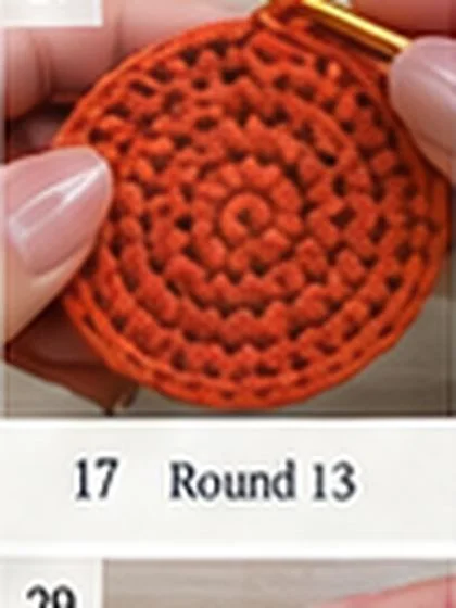 Spiral shell crochet handbag step 17: Round 13: (sc 11, inc) x 6. 78 sts.