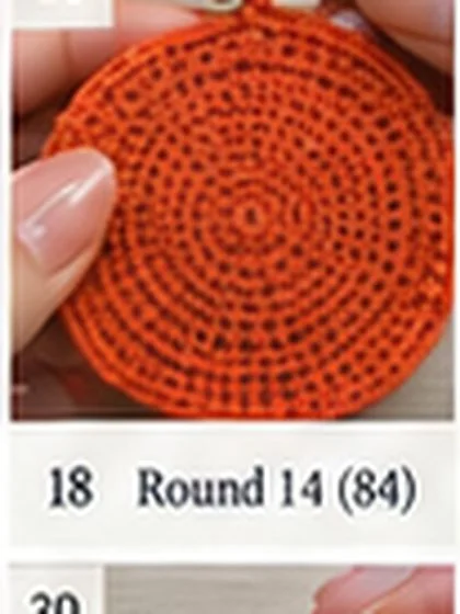 Spiral shell crochet handbag step 18: Round 14: stagger increases. 84 sts.
