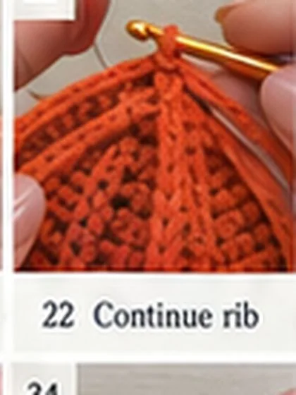 Spiral shell crochet handbag step 22: Keep the rib relaxed and visually straight.