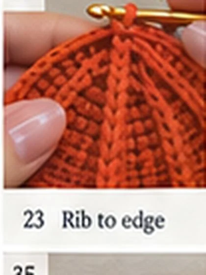 Spiral shell crochet handbag step 23: Stop about 0.25 in / 6 mm before edge.
