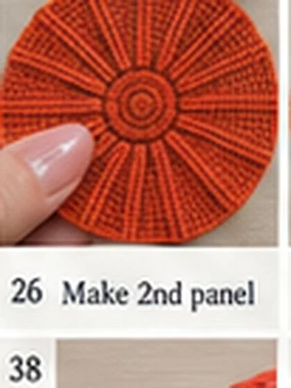 Spiral shell crochet handbag step 26: Compare both panels; edges must match.