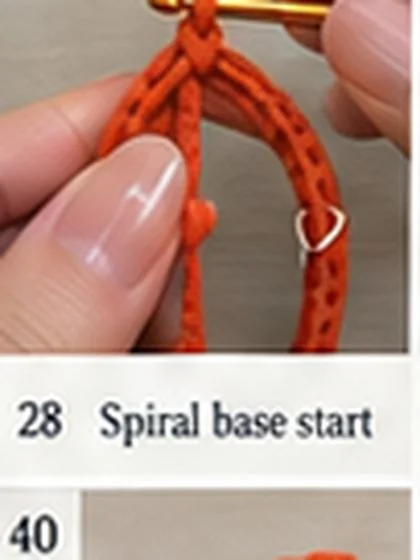 Spiral shell crochet handbag step 28: Spiral base R2: 12 sts.