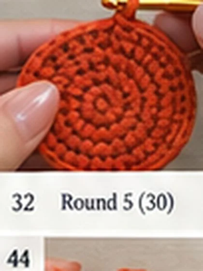 Spiral shell crochet handbag step 32: Spiral base R6: 36 sts.