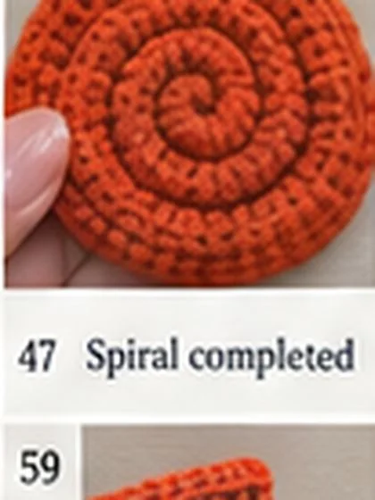 Spiral shell crochet handbag step 47: Make second matching spiral.