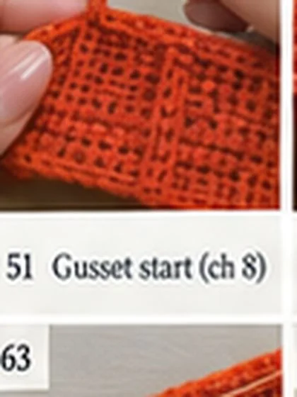 Spiral shell crochet handbag step 51: Gusset Row 1: 7 sc.