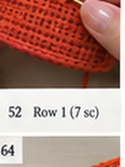 Spiral shell crochet handbag step 52: Row 2: ch 1, turn, 7 sc.