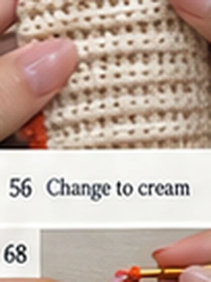 Spiral shell crochet handbag step 56: Rows 36-63: 7 sc in cream.