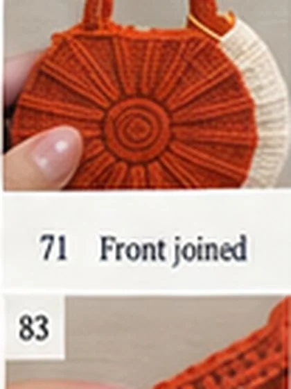 Spiral shell crochet handbag step 71: Pin and join back panel.