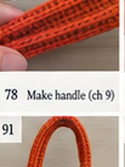 Spiral shell crochet handbag step 79: Handle Row 1: 8 sc.