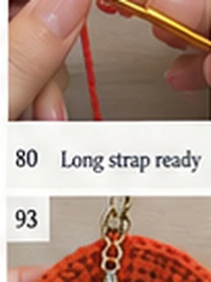 Spiral shell crochet handbag step 81: Check strip length approx. 17.5-18 in.