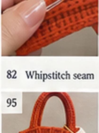 Spiral shell crochet handbag step 83: Fold strip lengthwise around core.