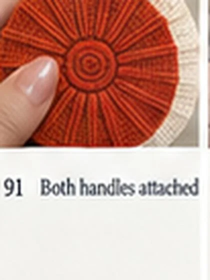 Spiral shell crochet handbag step 91: Attach second handle to back face.