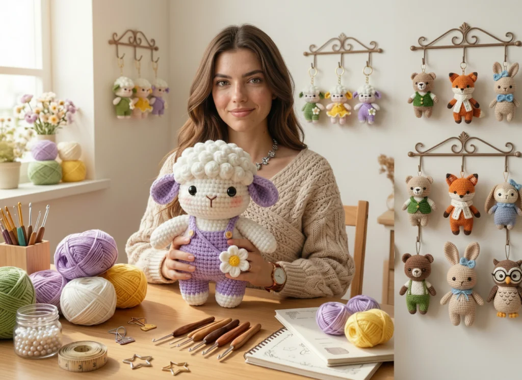 Crochet Lamb Keychain Pattern: Curly Wool Amigurumi (Free)