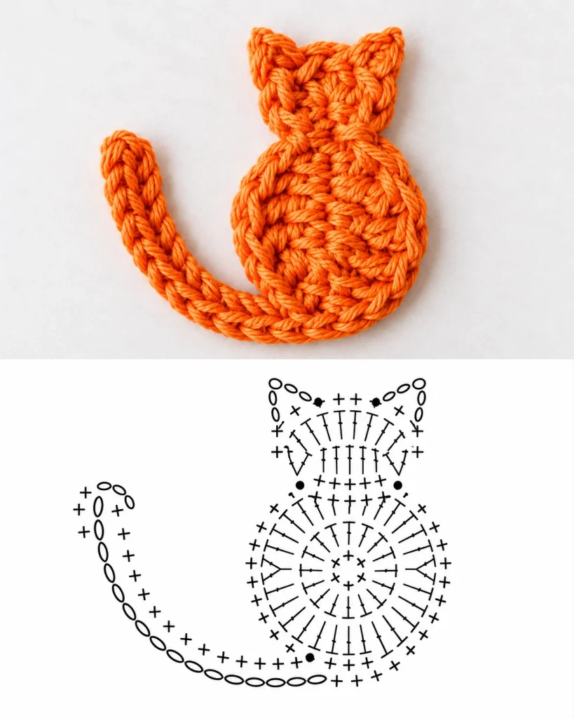 Crocheted Orange Cat and Stitch Chart