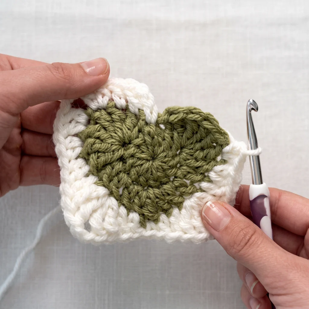 The white squaring round worked around the heart