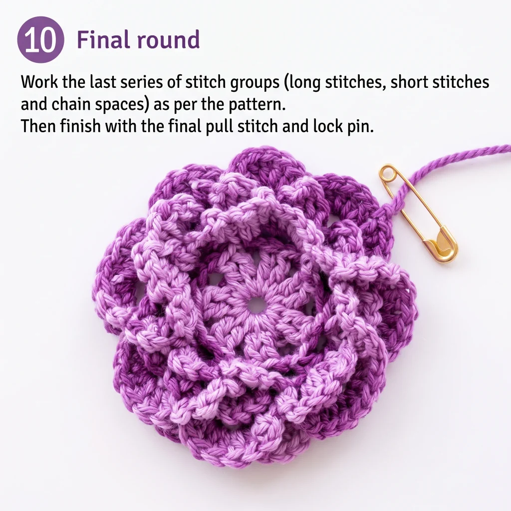 Step 8: Finish — How to Crochet a Layered Flower (Free Step-by-Step Tutorial)