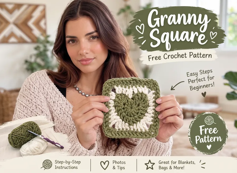 Heart Granny Square Crochet Pattern (Free, Beginner-Friendly)