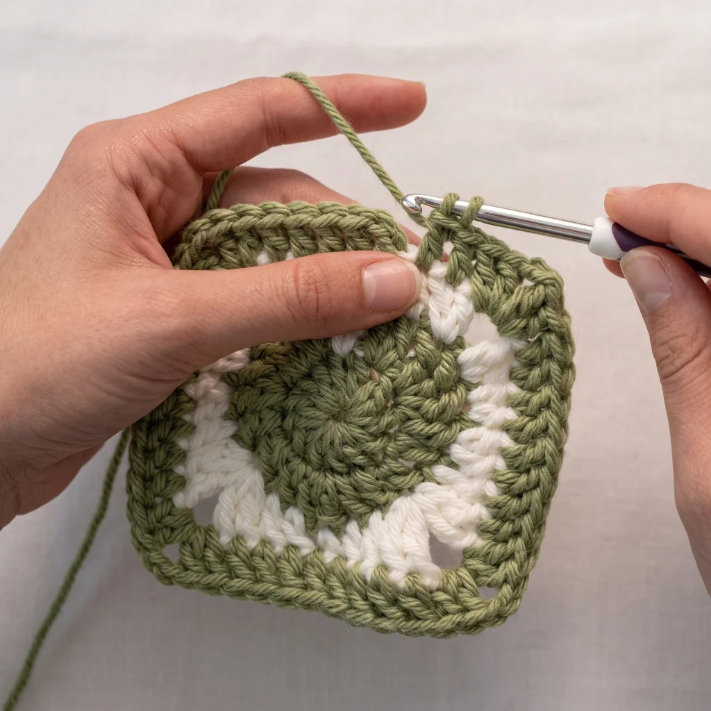 📷 Image 6 Second green granny round, square taking shape