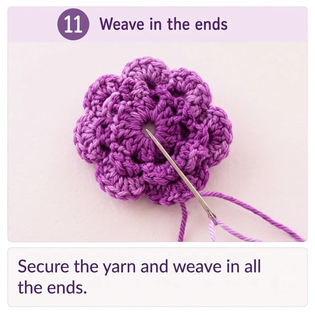 Step 8: Finish — How to Crochet a Layered Flower (Free Step-by-Step Tutorial)