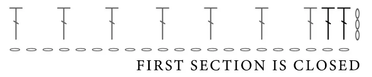 Close-up of the open square formed by the starting chains in filet crochet