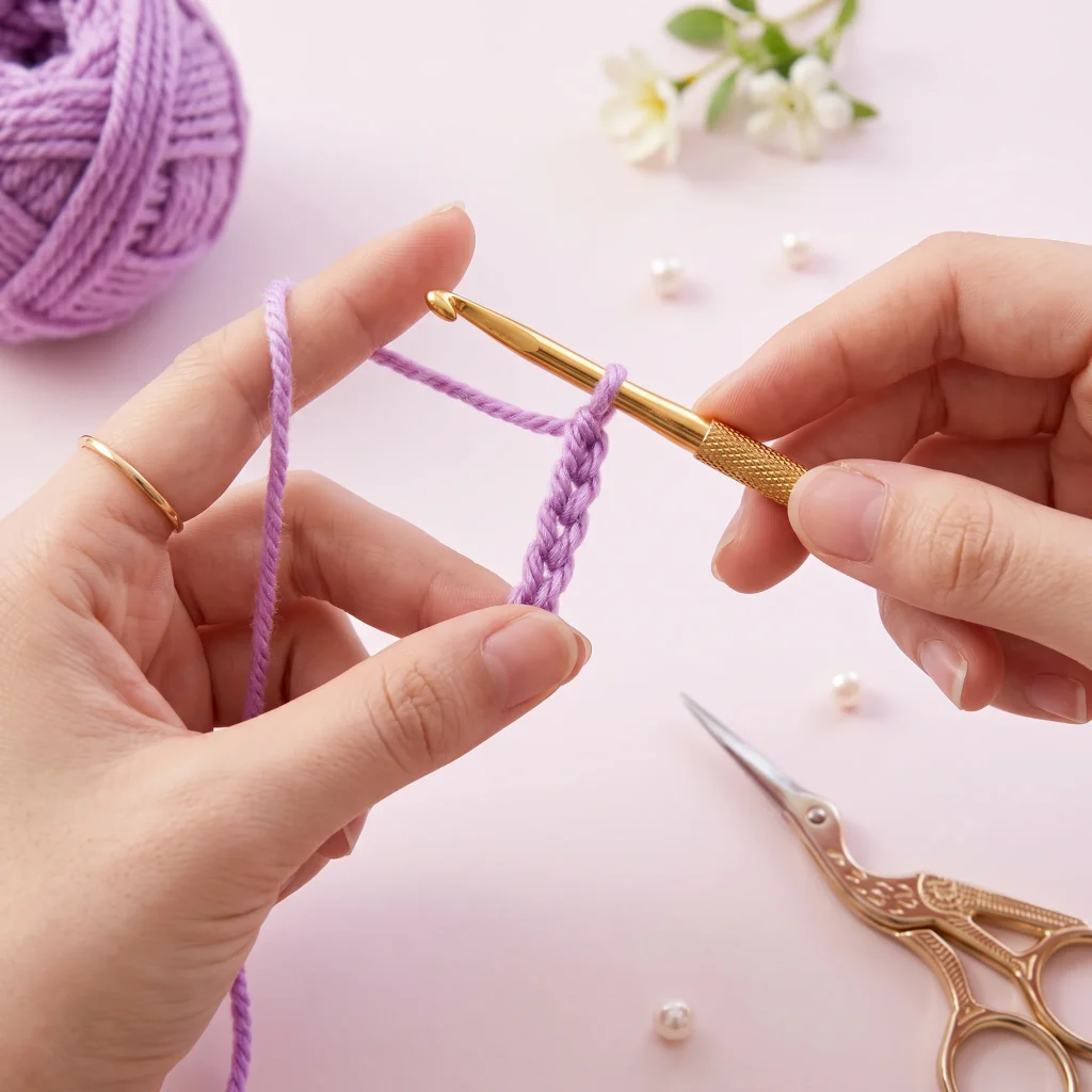 Step 1: Start the Flower — How to Crochet a Layered Flower (Free Step-by-Step Tutorial)